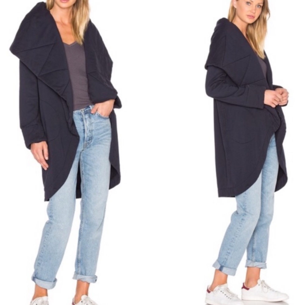 Young Fabulous & Broke Sandrine Quilted Cocoon Jacket/Cardigan in Black